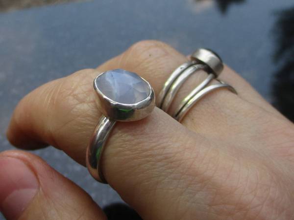 Blue Lace Agate Ring 925 Sterling Silver Size 6.5 Natural Agate Gemstone Handmad