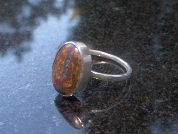 Boulder Opal Ring Sterling Silver Size 7 Handmade with Natural Australian Opal i