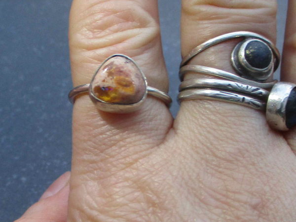 Handmade Opal Ring 925 Sterling Silver Size 7 with Natural Mexican Opal  Cantera