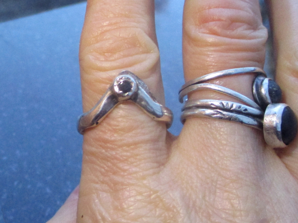 Handmade Blue Sapphire Chevron Ring Sterling Silver Textured Band Size 7.25 Handmade Blue Sapphire Chevron Ring Sterling Silver Textured Band Size 7.25