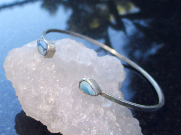 Turquoise Bracelet, Sterling Silver, Bangle, Cuff, Natural Turquoise, Handmade,