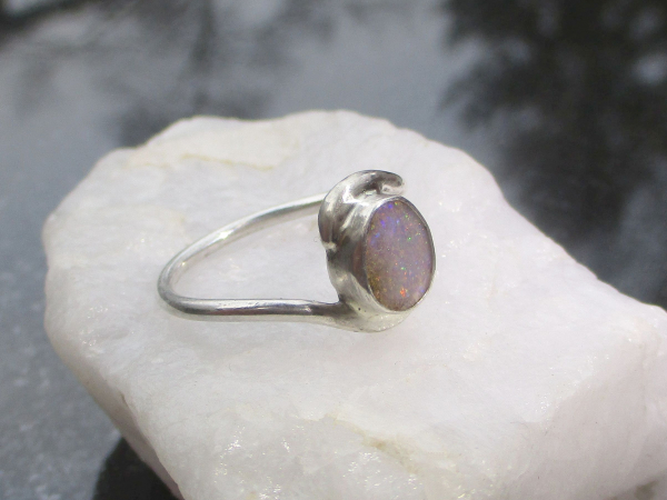 Boulder Opal Ring 925 Sterling Silver Handmade  Oval Stone Natural Australian Op