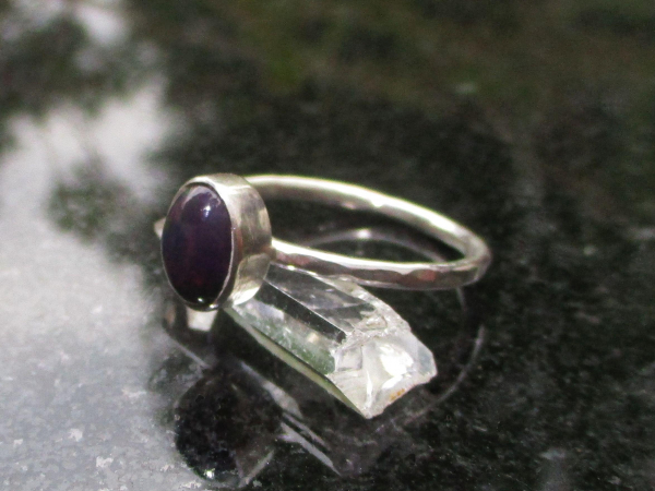 Black Opal Ring 925 Sterling Silver Size 8 Stacking, Rings for Women Ethiopian B