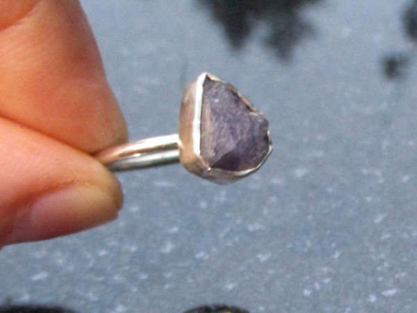 Raw Tanzanite Ring in US Size 7 Set in 925 Sterling Silver, Natural Purple Cryst