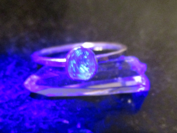 Handmade Quartz Stacking Ring in Sterling Silver Size 6 Fluorescent Crystal Ring