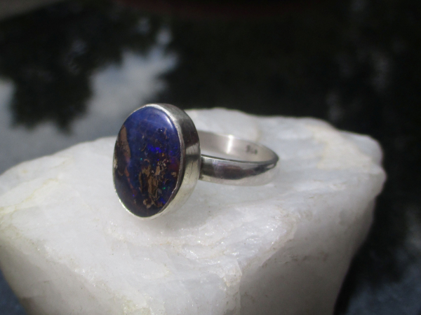 Handmade Boulder Opal Ring 925 Sterling Silver Handmade with Australian Opal Siz