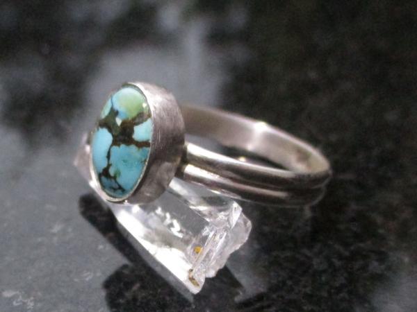 Handmade Turquoise Sterling Silver Stacking Ring in Size 7 December Birthstone G