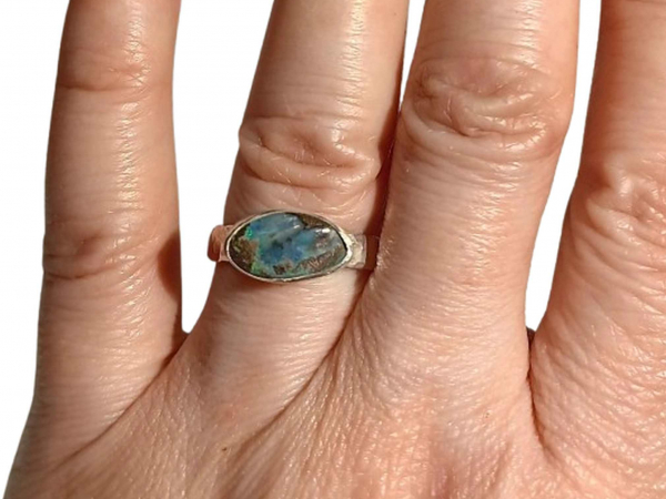 Boulder Opal Stacking Ring Handmade with Natural Australian Opal and 925 Sterlin