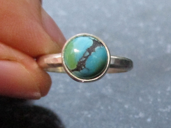 Handmade Turquoise Silver Ring US Size 7 Natural Tibetan Turquoise Gemstone Dece