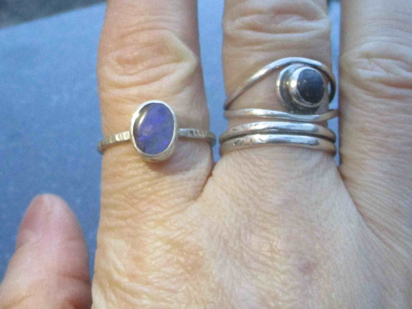 Boulder Opal Ring in 925 Sterling Silver, Stackable Handmade Ring with Natural A