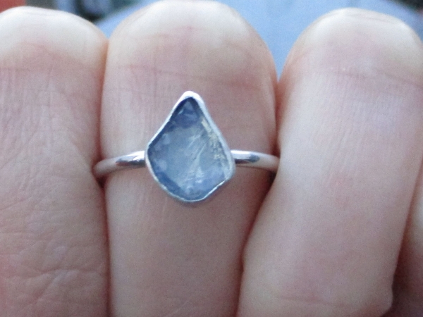 Oregon Blue Opal Silver Ring Size 6 October Birthstone Natural Crystal Raw Stone