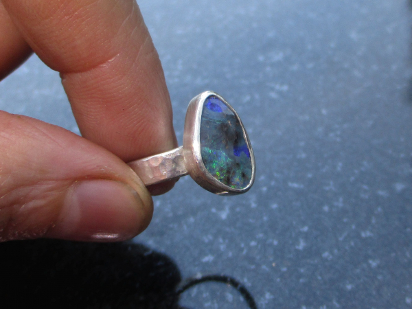 Handmade Boulder Opal Ring 925 Sterling Silver with Australian Opal Rings for Wo