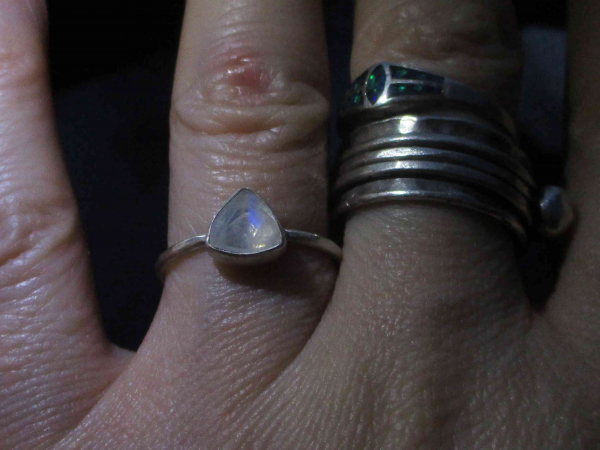 Handmade Triangle Moonstone Stacking Ring Size 6 Sterling Silver Minimalist