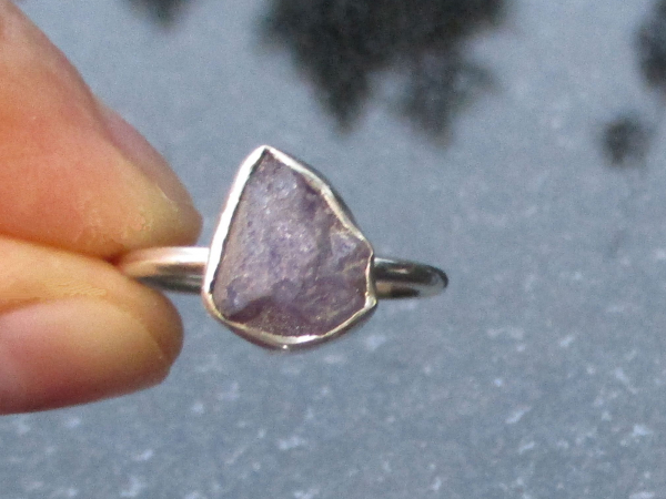 Raw Tanzanite Ring in US Size 7 Set in 925 Sterling Silver, Natural Purple Cryst