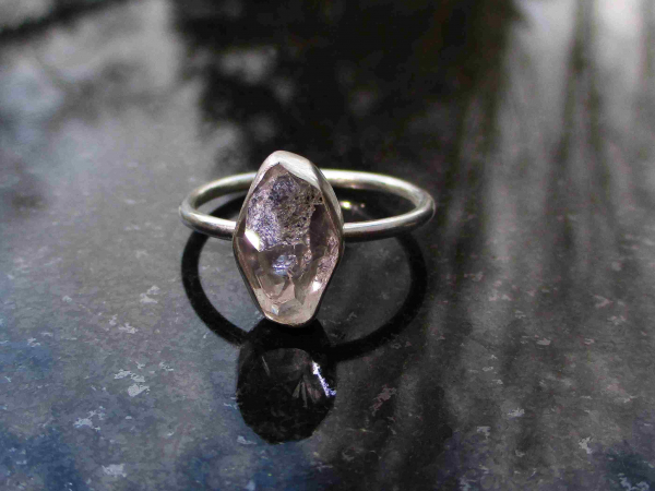Handmade Herkimer Diamond Ring Size 9 Set in 925 Sterling Silver Natural Herkime