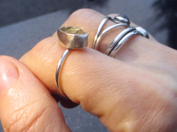 Handmade Oregon Sunstone Ring Sterling Silver Rough Crystal Rings for Women Size