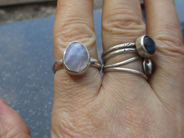 Blue Lace Agate Ring 925 Sterling Silver Size 6.5 Natural Agate Gemstone Handmad