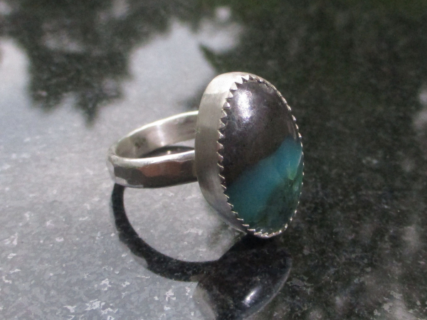 Handmade Indonesian Opal Ring 925 Sterling Silver Made with Indonesian Opalized