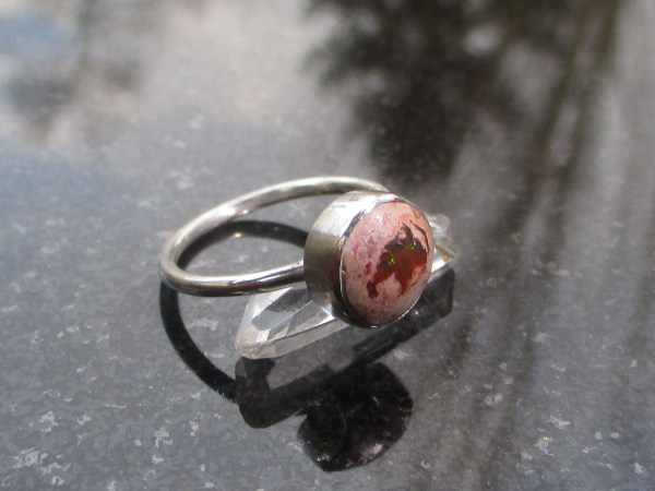 Opal Ring 925 Sterling Silver Size 6 Natural Mexican Opal Cantera Opal in Matrix