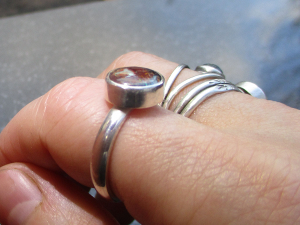 Handmade Australian Boulder Opal Ring * Made with a round Australian boulder Opa