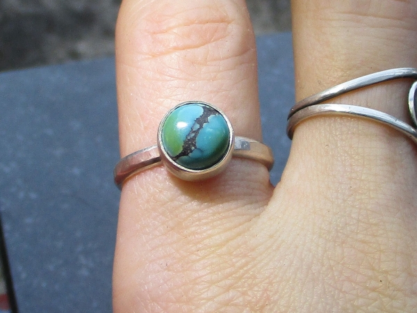Handmade Turquoise Silver Ring US Size 7 Natural Tibetan Turquoise Gemstone Dece