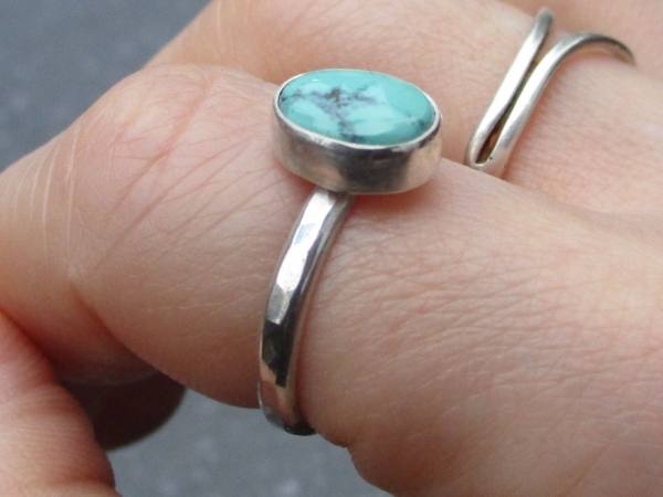 Handmade Turquoise Sterling Silver Stacking Ring in Size 7 December Birthstone G