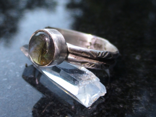 Labradorite Ring Size 6 Set in Sterling Silver with Round Labradorite Gemstone a