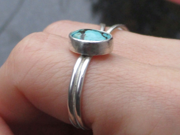 Handmade Turquoise Sterling Silver Stacking Ring in Size 7 December Birthstone G