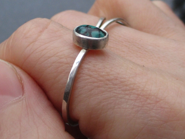 Turquoise Sterling Silver Stacking Ring in Size 8 December Birthstone Handmade G