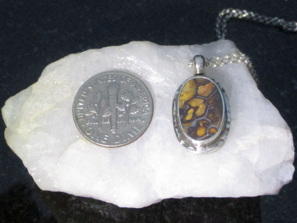 Handmade Boulder Opal Necklace Australian Opal 925 Sterling Silver with Koroit B