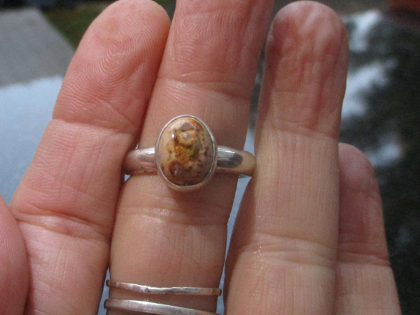 Handmade Opal Ring in 925 Sterling Silver with Natural Mexican Opal Size 7.5 Rin