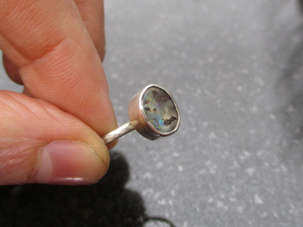 Boulder Opal Ring Handmade with Australian Opal set in Sterling Silver Size 6 St