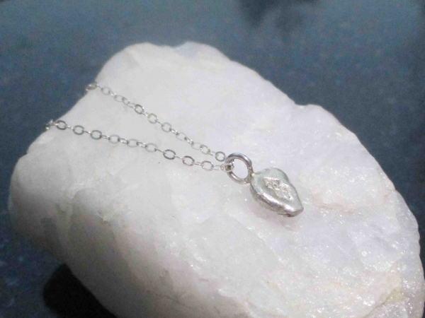 Handmade Silver Nugget Necklace Silver Pendant Recycled 925 Sterling Silver Diam