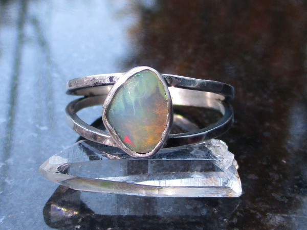 Geode Ring in Sterling Silver Size 7 Black Druzy Tabasco Geode Gemstone Jewelry