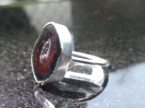Druzy Geode Sterling Silver Statement Ring Size 8 Made with a small Tabasco Geod