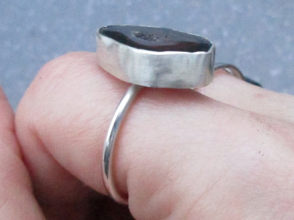 Druzy Geode Sterling Silver Statement Ring Size 8 Made with a small Tabasco Geod