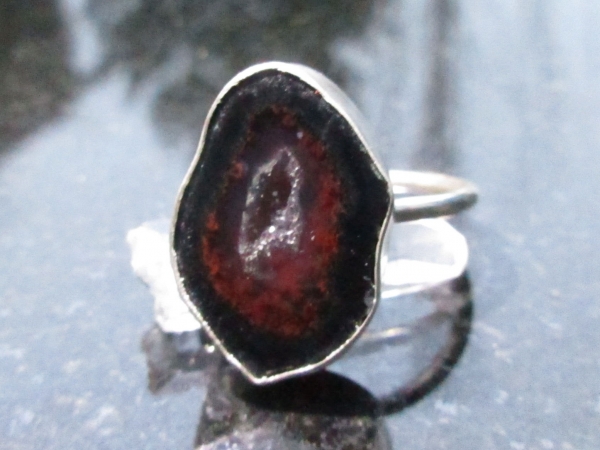 Druzy Geode Sterling Silver Statement Ring Size 8 Made with a small Tabasco Geod