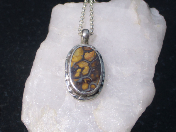 Handmade Boulder Opal Necklace Australian Opal 925 Sterling Silver with Koroit B