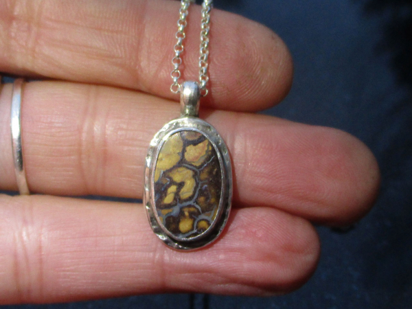 Handmade Boulder Opal Necklace Australian Opal 925 Sterling Silver with Koroit B