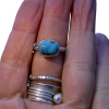 Handmade Turquoise Ring 925 Sterling Silver Hubei Turquoise Stackable Ring for W