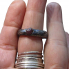 Handmade Ruby Crystal Ring Cast in 925 Sterling Silver Size 8 1/4 Ring with Text