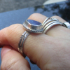 Blue Boulder Opal Ring Sterling Silver with Natural Australian Opal Size 7.5 Han