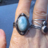 Handmade Larimar Ring 925 Sterling Silver Statement Blue Gemstone Ring