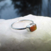 Handmade Fire Opal Ring Sterling Silver Size 5 with Natural Mexican Opal