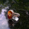 Handmade Cantera Opal Ring: Oval Mexican Opal, Sterling Silver, Size 6.5