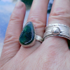 Handmade Sterling Silver Indonesian Opal Wood Ring  Green Gemstone Size 6
