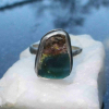Handmade Indonesian Wood Opal Ring Set in 925 Sterling Silver Size 10  Opalized