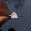 Triangle Moonstone Ring Sterling Silver Size 5 Minimalist Stacking Ring with Thi