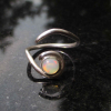 Handmade Opal Eye Ring Adjustable Set in 925 Sterling Silver Size 6 October Birt