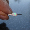 Crystal Opal Stacking Ring Sterling Silver with Natural Australian Opal Size 6